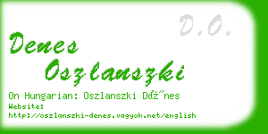 denes oszlanszki business card